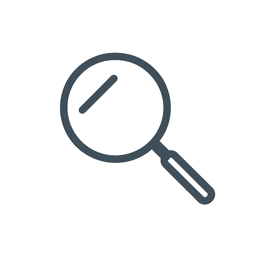 Magnifying glass icon for research